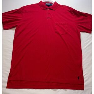 Polo Ralph Lauren Polo Shirt Mens Medium Red Short Sleeve Pocket Casual Cotton